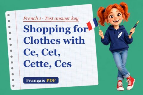 Shopping for Clothes with Ce, Cet, Cette, Ces – French 1 test answer key with Zoé, the Français PDF coach