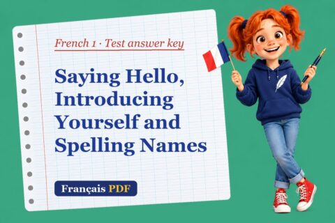 Saying Hello, Introducing Yourself and Spelling Names – French 1 test answer key with Zoé, the Français PDF coach