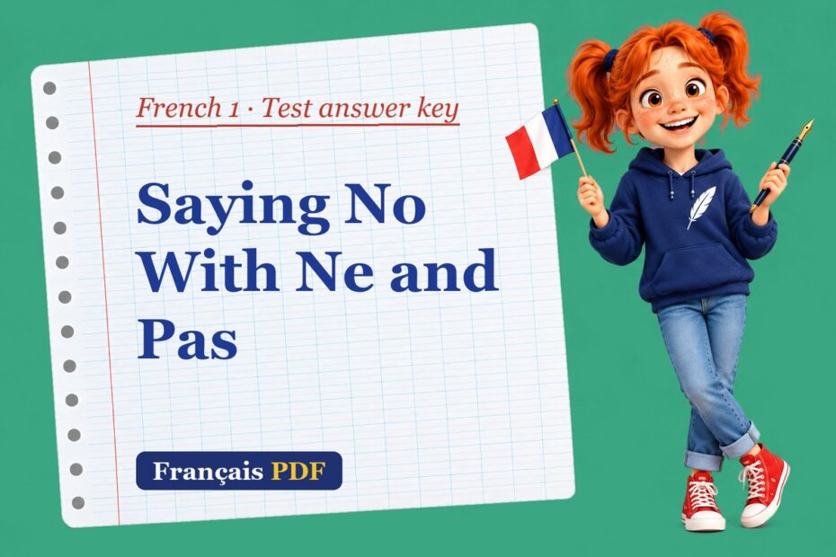 Saying No With Ne and Pas – French 1 test answer key with Zoé, the Français PDF coach