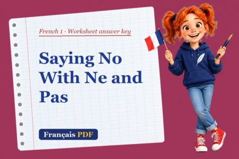 Saying No With Ne and Pas – French 1 worksheet answer key with Zoé, the Français PDF coach