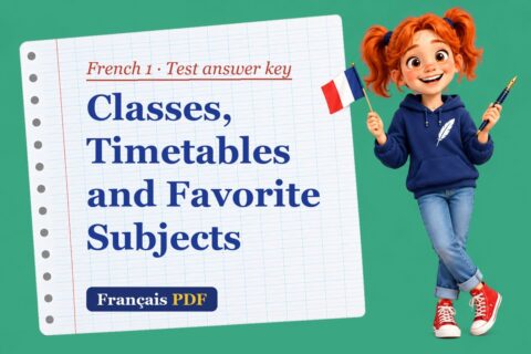 Classes, Timetables and Favorite Subjects – French 1 test answer key with Zoé, the Français PDF coach