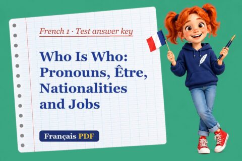 Who Is Who: Pronouns, Être, Nationalities and Jobs – French 1 test answer key with Zoé, the Français PDF coach