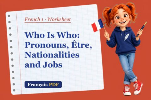 Who Is Who: Pronouns, Être, Nationalities and Jobs – French 1 worksheet with Zoé, the Français PDF coach