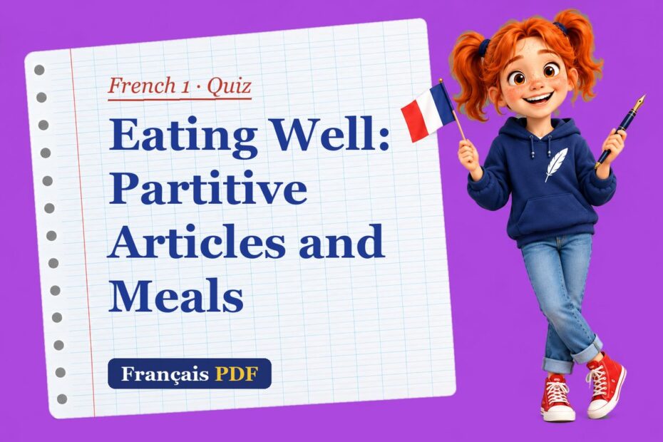 Eating Well: Partitive Articles and Meals – French 1 quiz with Zoé, the Français PDF coach