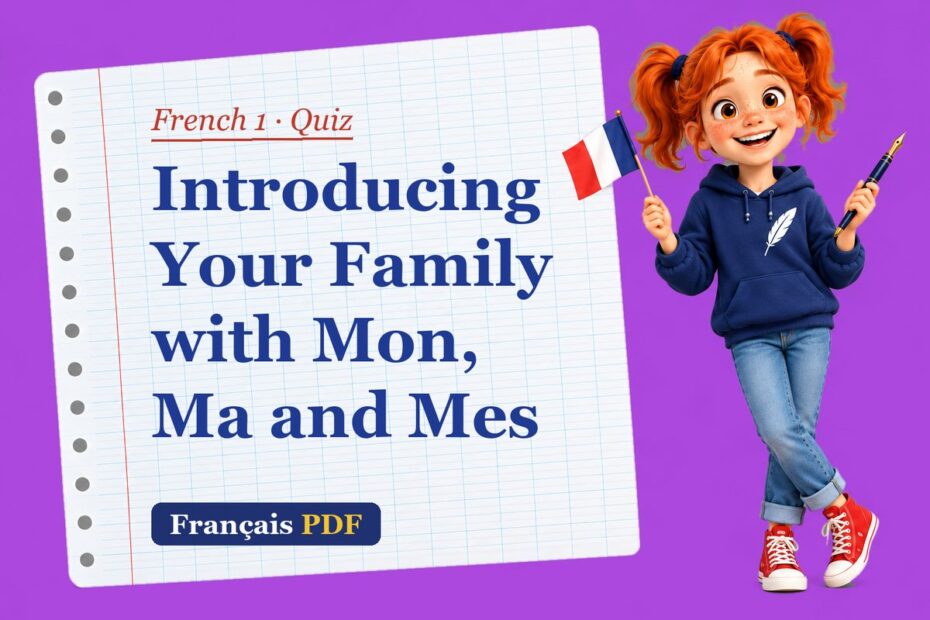 Introducing Your Family with Mon, Ma and Mes – French 1 quiz with Zoé, the Français PDF coach