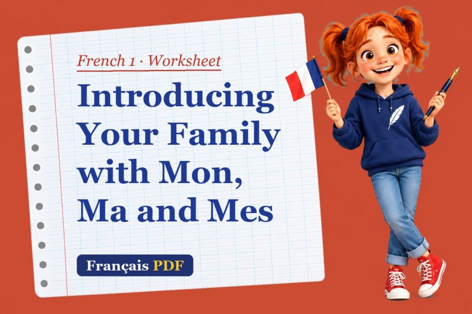 Introducing Your Family with Mon, Ma and Mes – French 1 worksheet with Zoé, the Français PDF coach