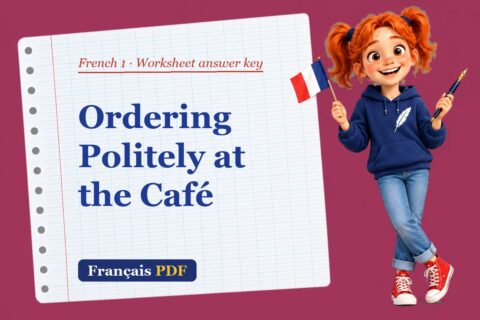 Ordering Politely at the Café – French 1 worksheet answer key with Zoé, the Français PDF coach