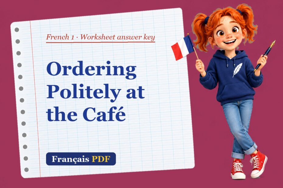 Ordering Politely at the Café – French 1 worksheet answer key with Zoé, the Français PDF coach