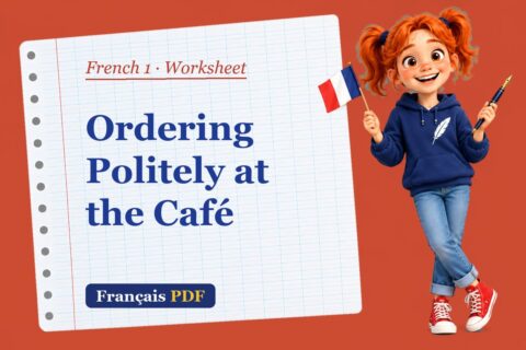 Ordering Politely at the Café – French 1 worksheet with Zoé, the Français PDF coach