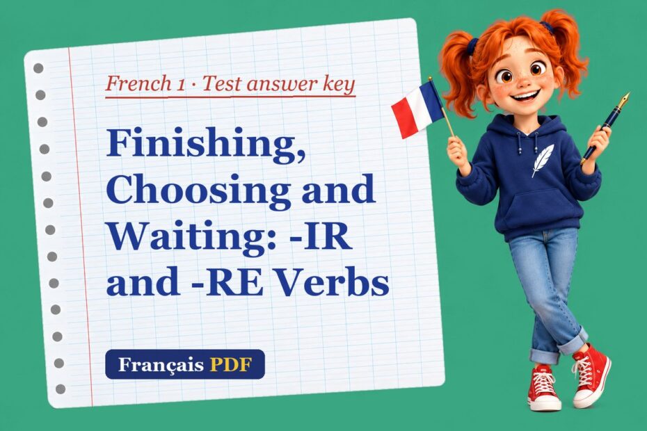 Finishing, Choosing and Waiting: -IR and -RE Verbs – French 1 test answer key with Zoé, the Français PDF coach