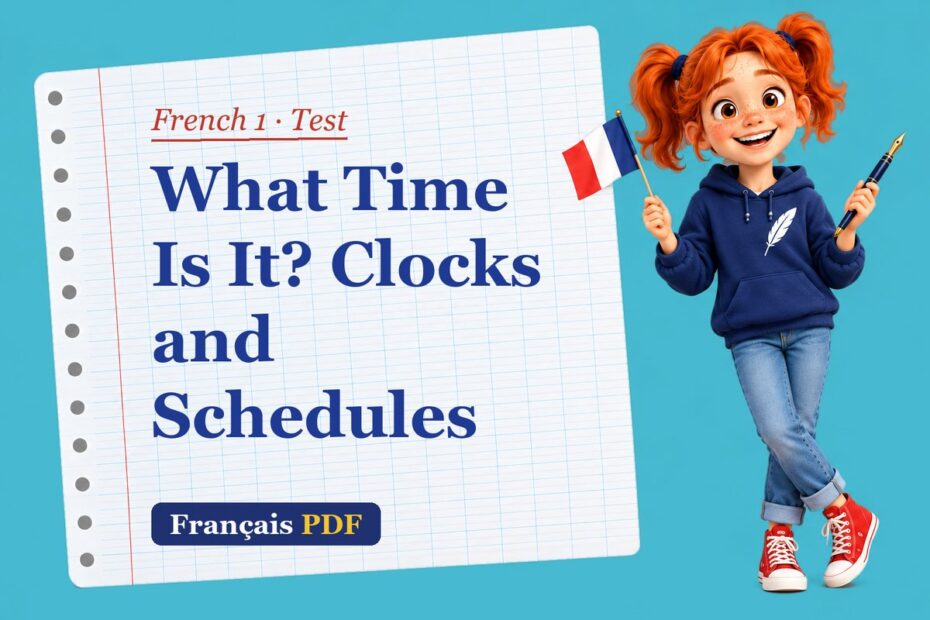 What Time Is It? Clocks and Schedules – French 1 test with Zoé, the Français PDF coach