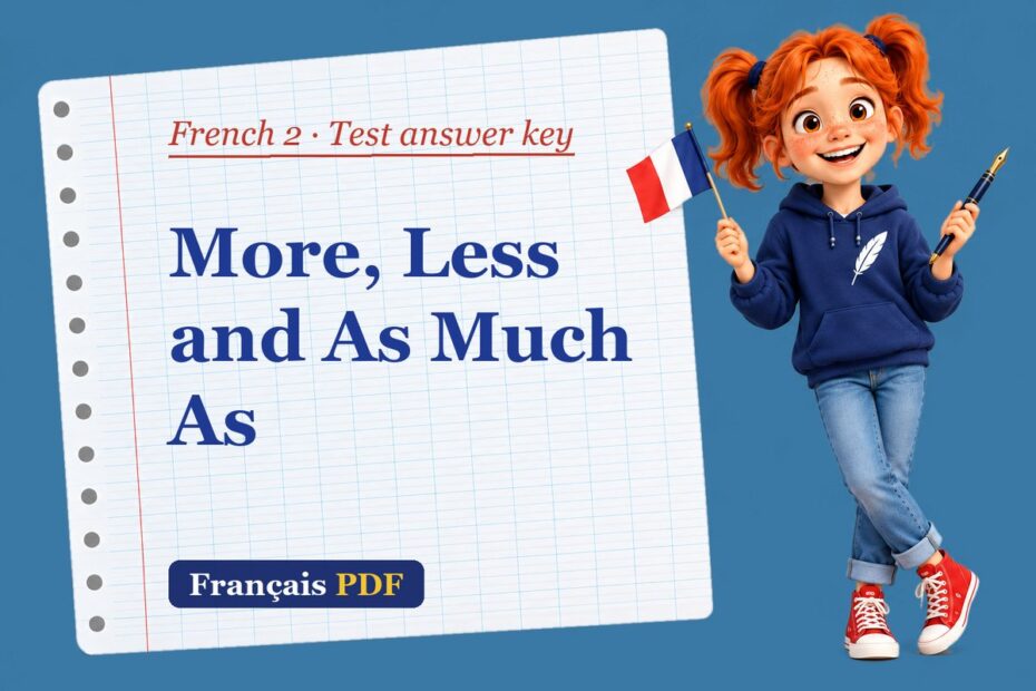 More, Less and As Much As – French 2 test answer key with Zoé, the Français PDF coach
