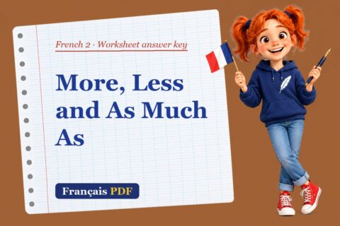 More, Less and As Much As – French 2 worksheet answer key with Zoé, the Français PDF coach