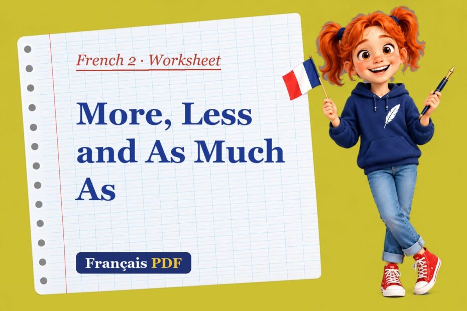 More, Less and As Much As – French 2 worksheet with Zoé, the Français PDF coach