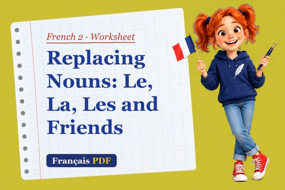 Replacing Nouns: Le, La, Les and Friends – French 2 worksheet with Zoé, the Français PDF coach