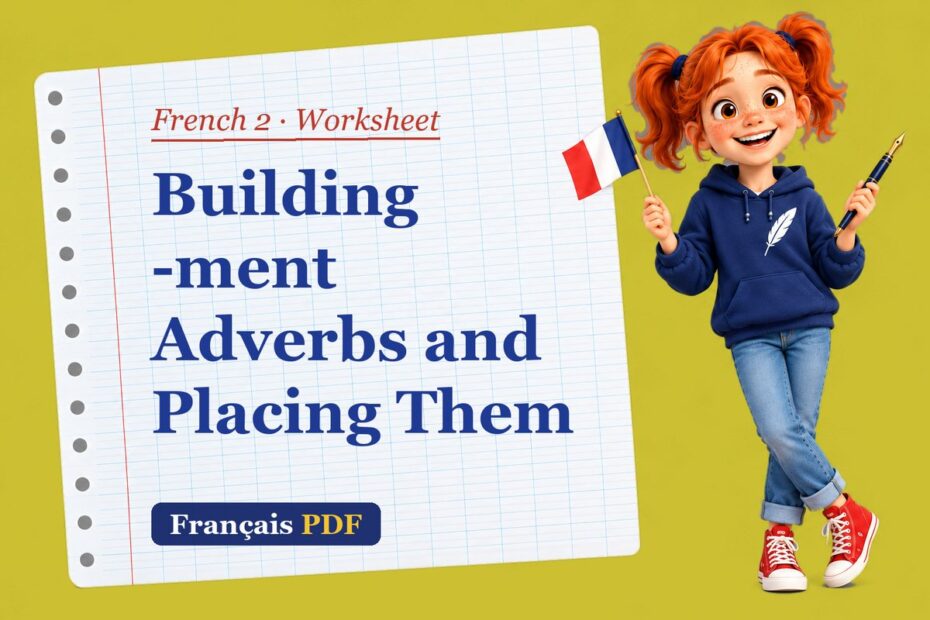 Building -ment Adverbs and Placing Them – French 2 worksheet with Zoé, the Français PDF coach