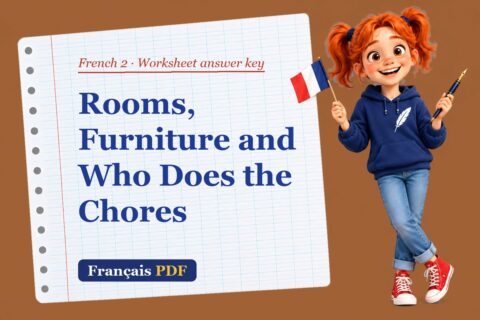 Rooms, Furniture and Who Does the Chores – French 2 worksheet answer key with Zoé, the Français PDF coach