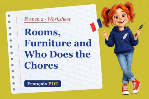 Rooms, Furniture and Who Does the Chores – French 2 worksheet with Zoé, the Français PDF coach