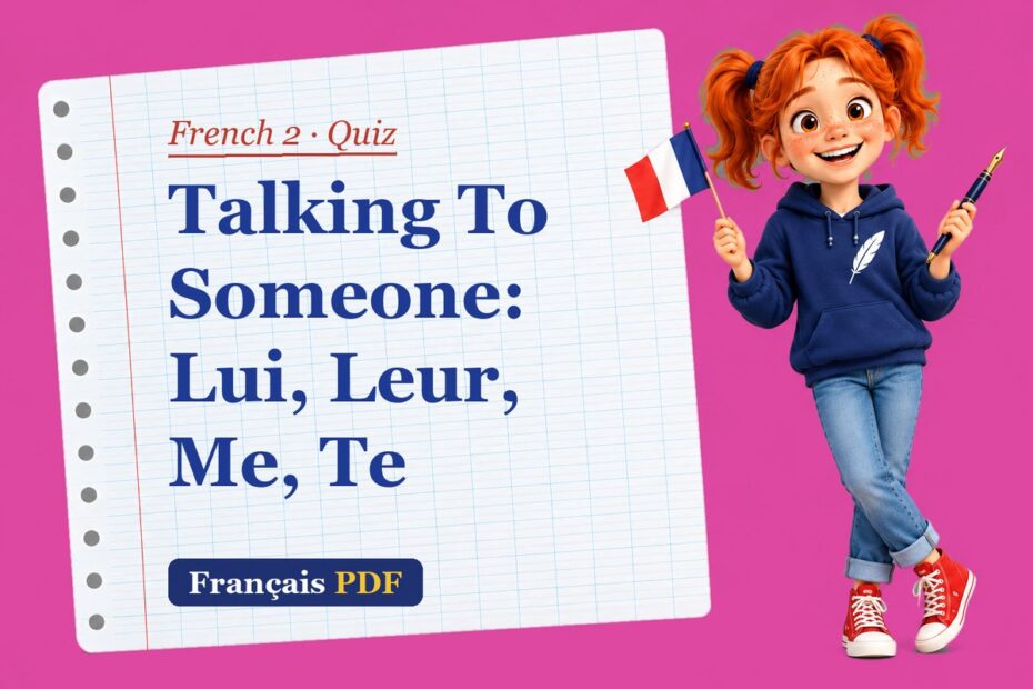 Talking To Someone: Lui, Leur, Me, Te – French 2 quiz with Zoé, the Français PDF coach