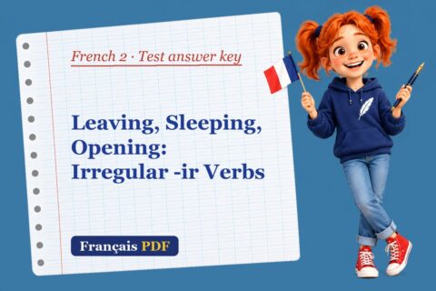 Leaving, Sleeping, Opening: Irregular -ir Verbs – French 2 test answer key with Zoé, the Français PDF coach