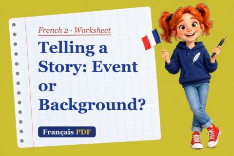 Telling a Story: Event or Background? – French 2 worksheet with Zoé, the Français PDF coach