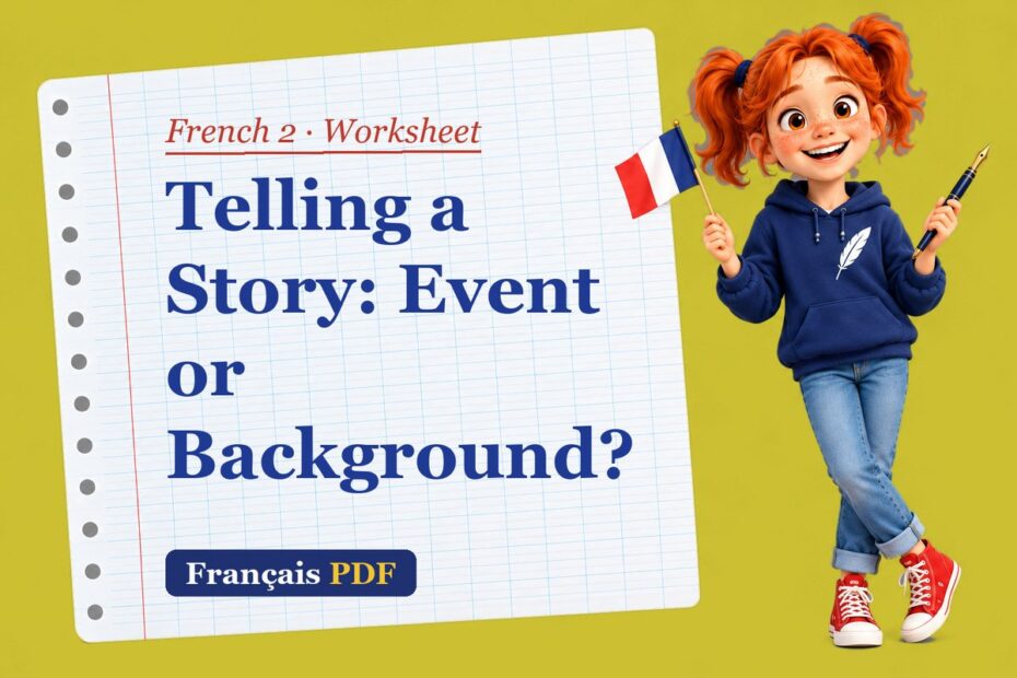 Telling a Story: Event or Background? – French 2 worksheet with Zoé, the Français PDF coach