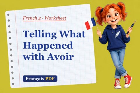 Telling What Happened with Avoir – French 2 worksheet with Zoé, the Français PDF coach