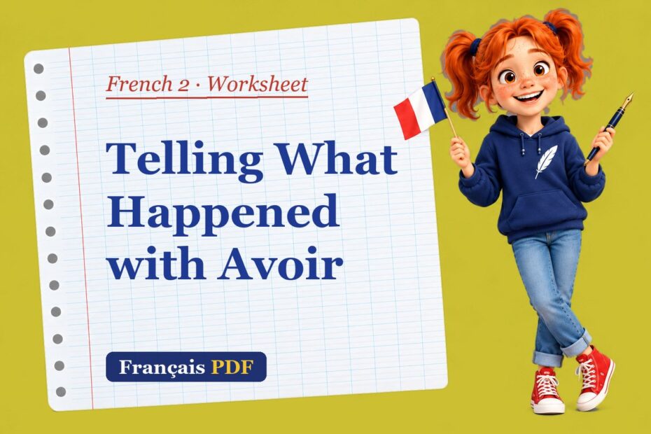 Telling What Happened with Avoir – French 2 worksheet with Zoé, the Français PDF coach