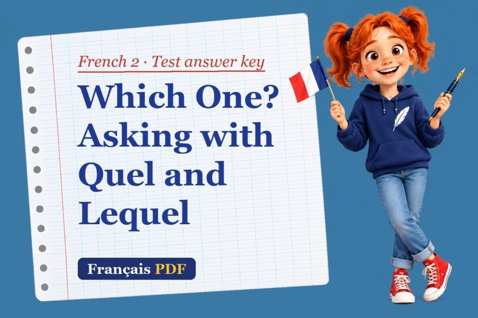 Which One? Asking with Quel and Lequel – French 2 test answer key with Zoé, the Français PDF coach