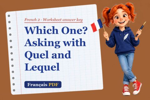 Which One? Asking with Quel and Lequel – French 2 worksheet answer key with Zoé, the Français PDF coach