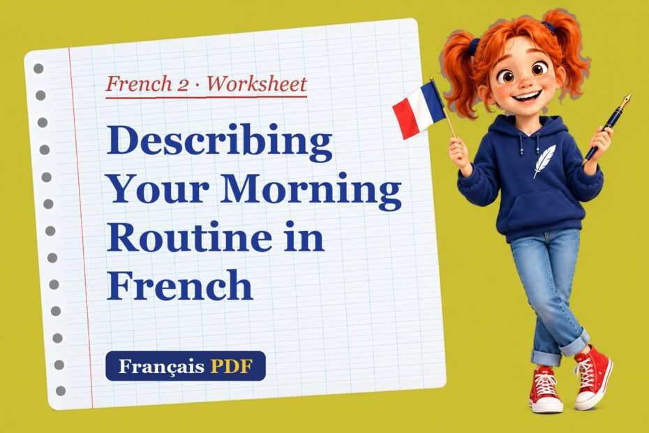 Describing Your Morning Routine in French – French 2 worksheet with Zoé, the Français PDF coach