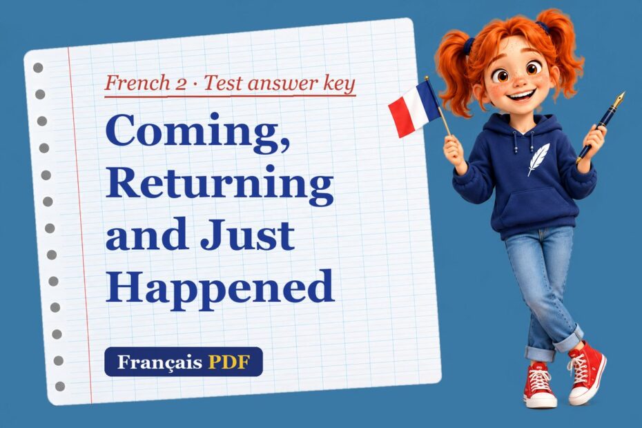 Coming, Returning and Just Happened – French 2 test answer key with Zoé, the Français PDF coach