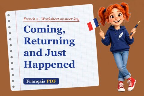 Coming, Returning and Just Happened – French 2 worksheet answer key with Zoé, the Français PDF coach