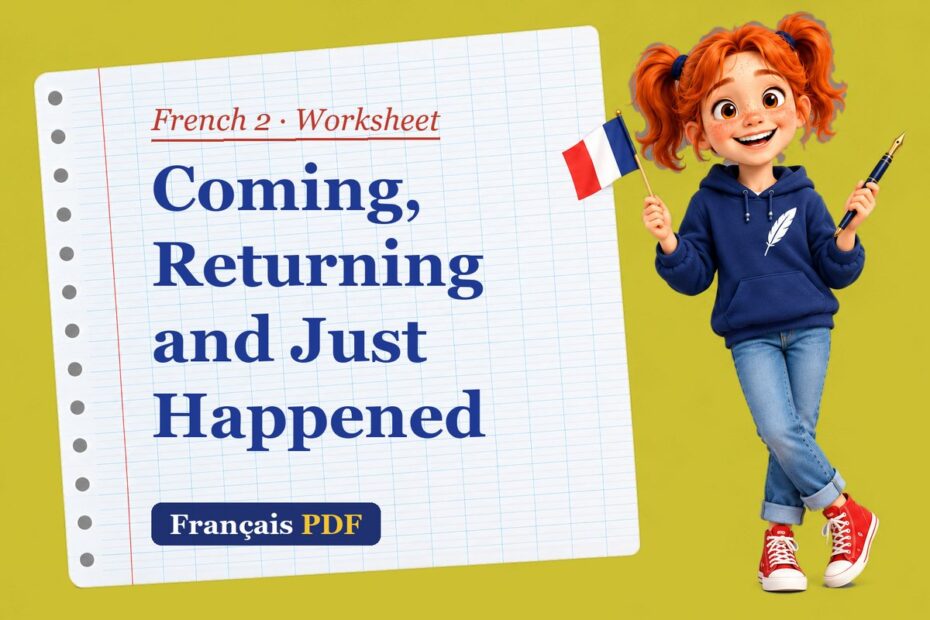Coming, Returning and Just Happened – French 2 worksheet with Zoé, the Français PDF coach
