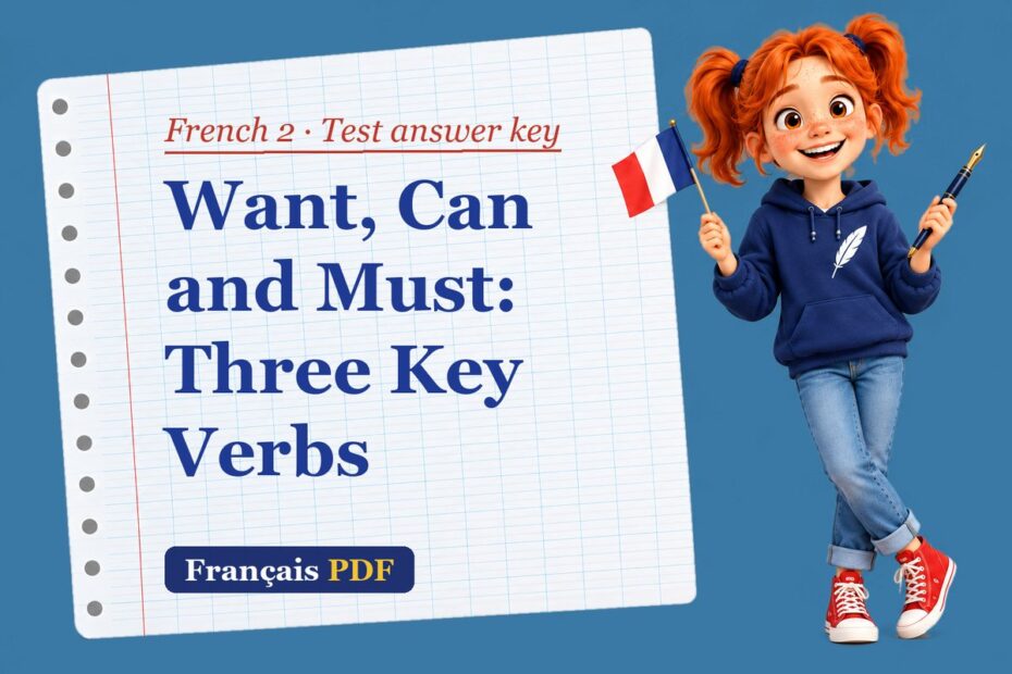 Want, Can and Must: Three Key Verbs – French 2 test answer key with Zoé, the Français PDF coach