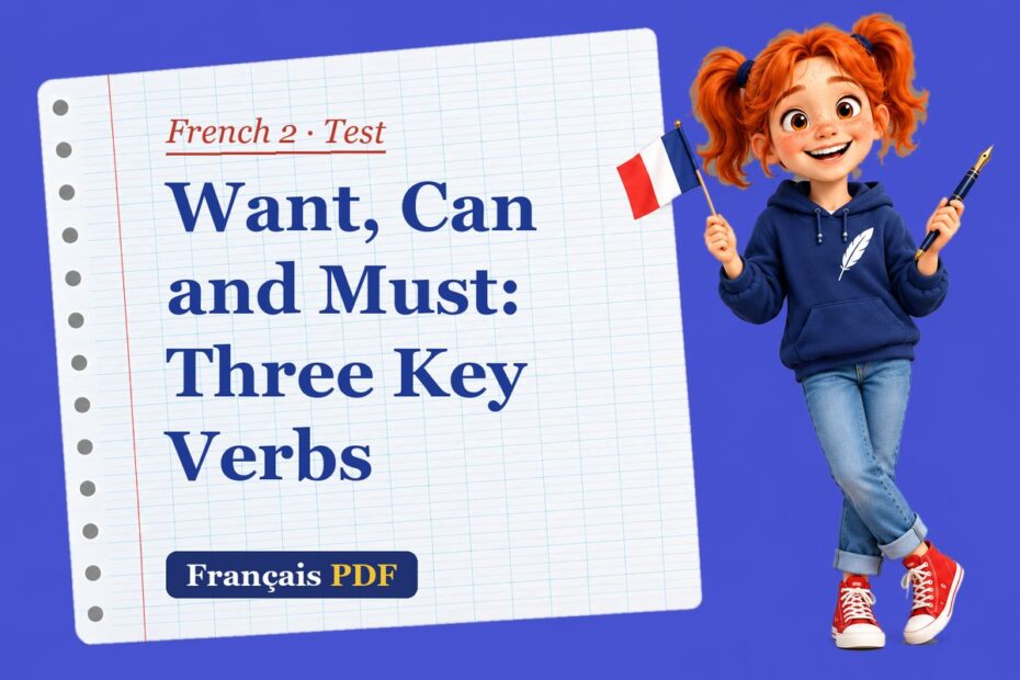 Want, Can and Must: Three Key Verbs – French 2 test with Zoé, the Français PDF coach