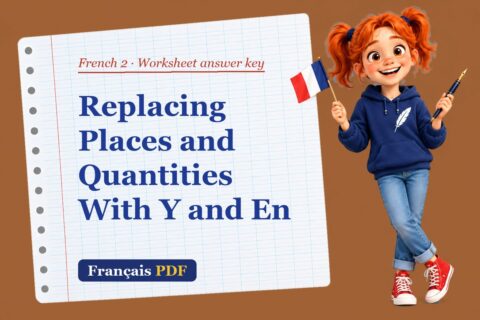 Replacing Places and Quantities With Y and En – French 2 worksheet answer key with Zoé, the Français PDF coach