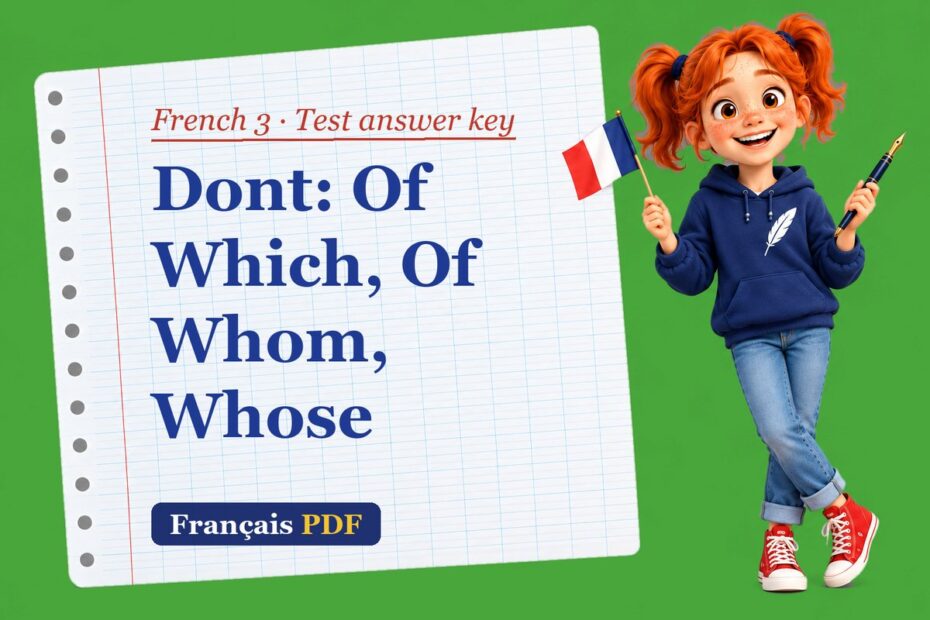Dont: Of Which, Of Whom, Whose – French 3 test answer key with Zoé, the Français PDF coach