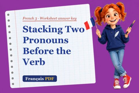 Stacking Two Pronouns Before the Verb – French 3 worksheet answer key with Zoé, the Français PDF coach