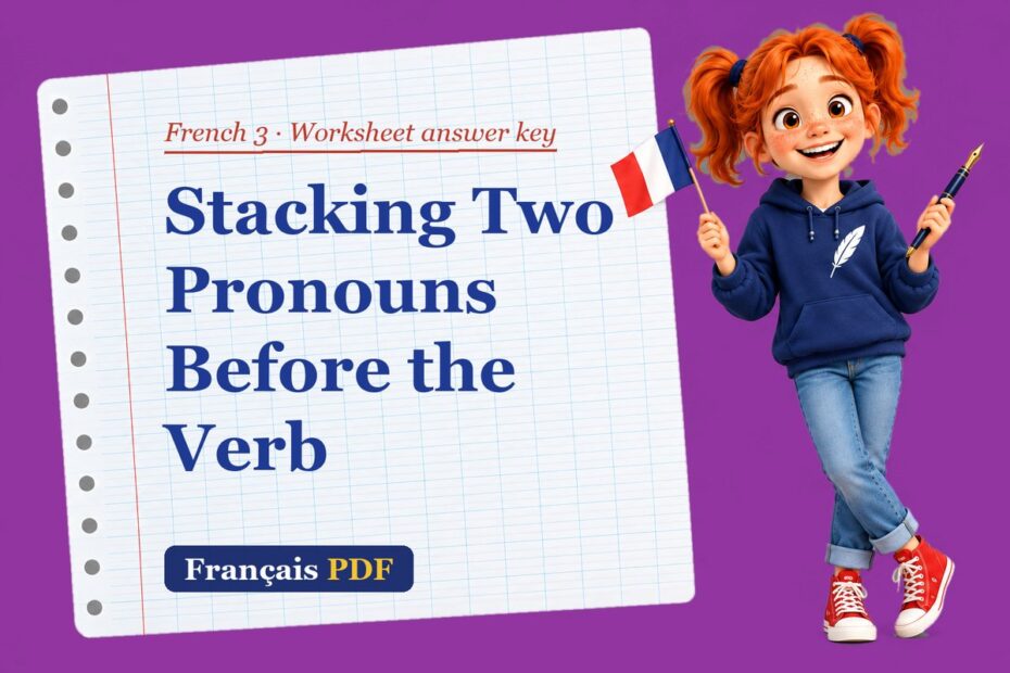 Stacking Two Pronouns Before the Verb – French 3 worksheet answer key with Zoé, the Français PDF coach