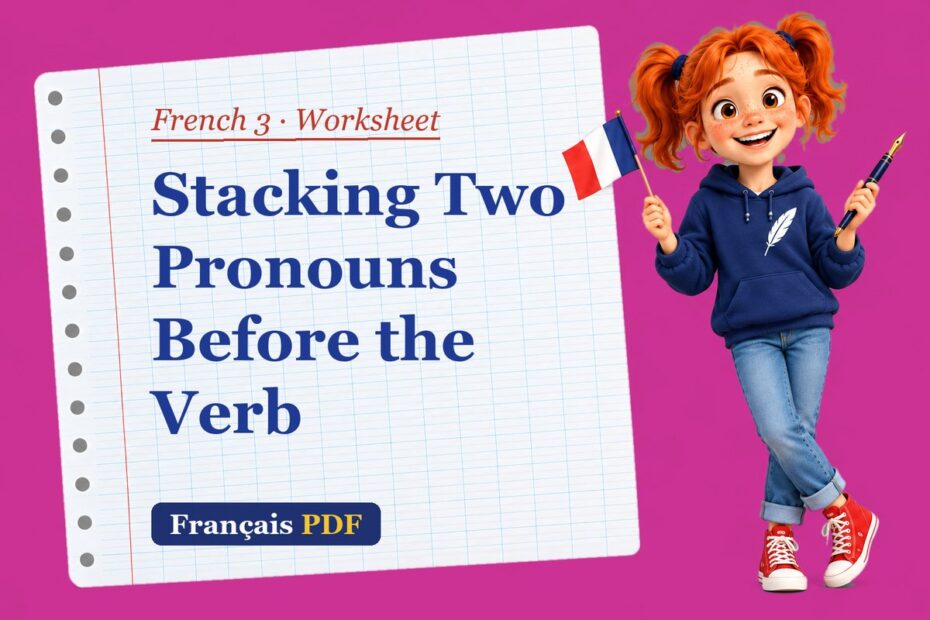 Stacking Two Pronouns Before the Verb – French 3 worksheet with Zoé, the Français PDF coach
