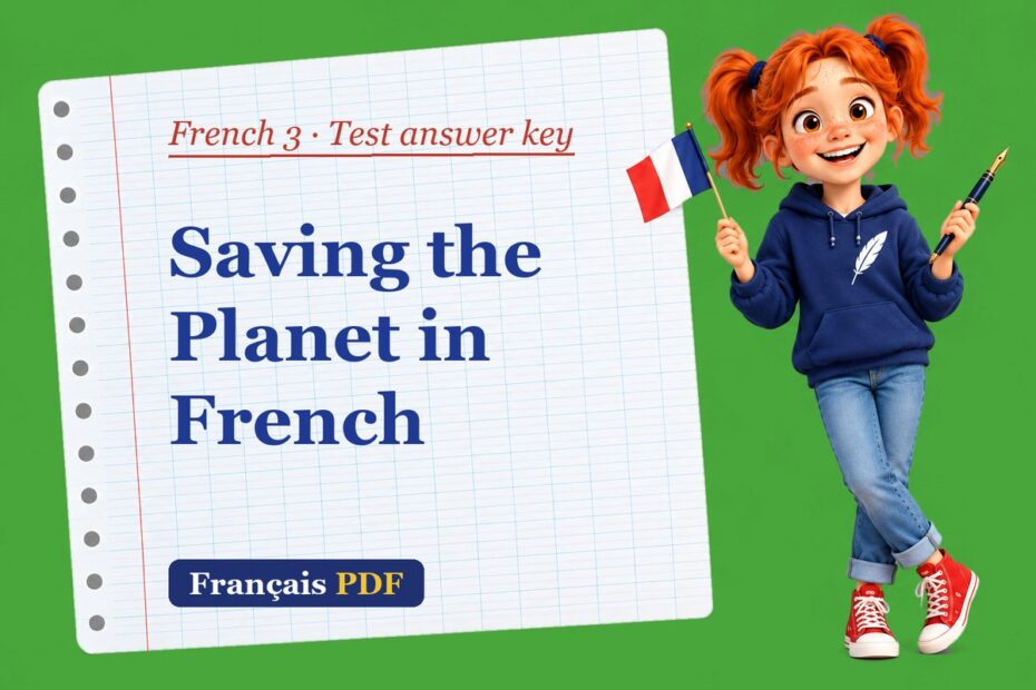 Saving the Planet in French – French 3 test answer key with Zoé, the Français PDF coach