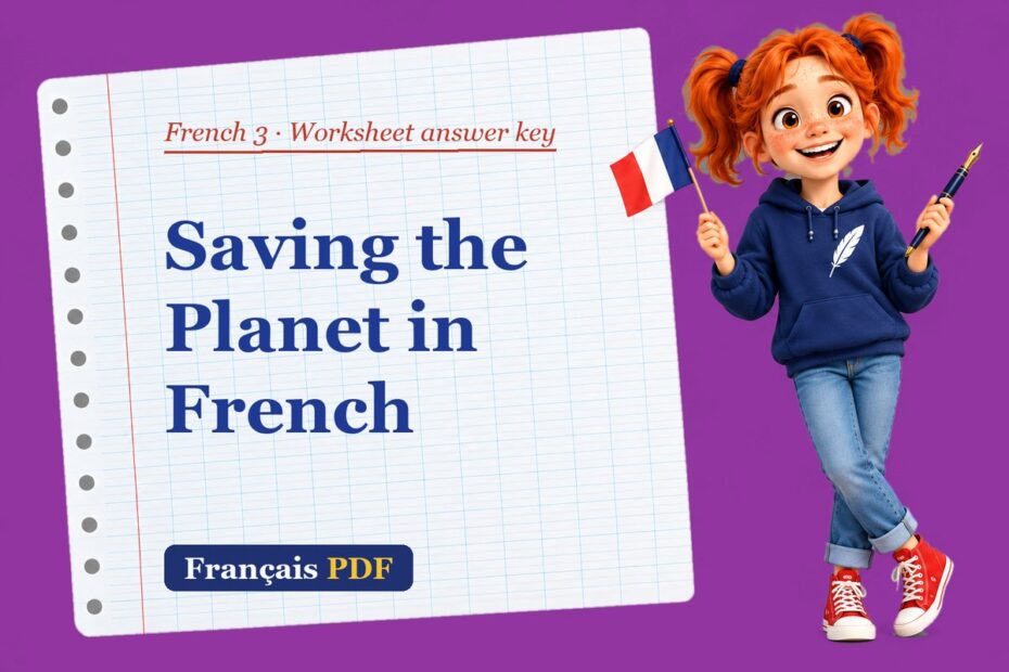 Saving the Planet in French – French 3 worksheet answer key with Zoé, the Français PDF coach