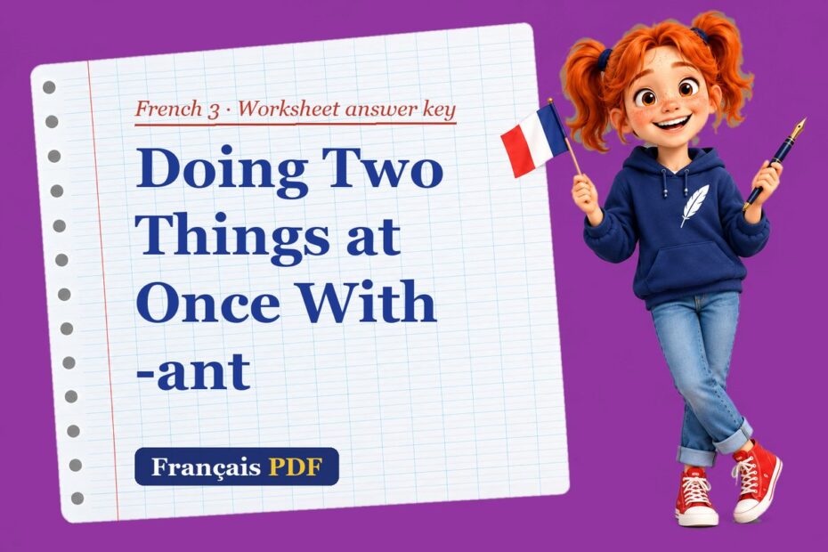 Doing Two Things at Once With -ant – French 3 worksheet answer key with Zoé, the Français PDF coach