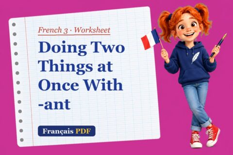 Doing Two Things at Once With -ant – French 3 worksheet with Zoé, the Français PDF coach