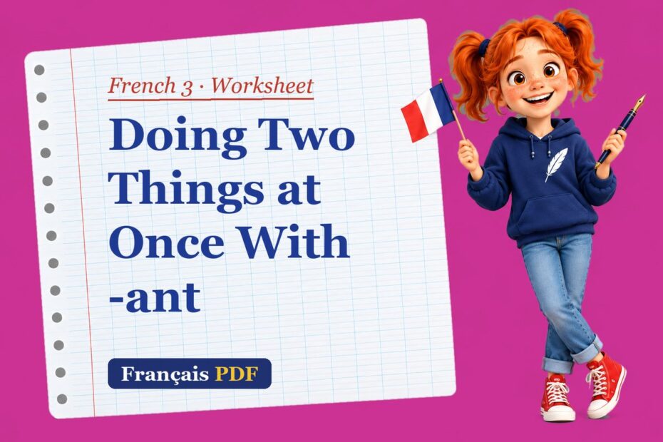 Doing Two Things at Once With -ant – French 3 worksheet with Zoé, the Français PDF coach