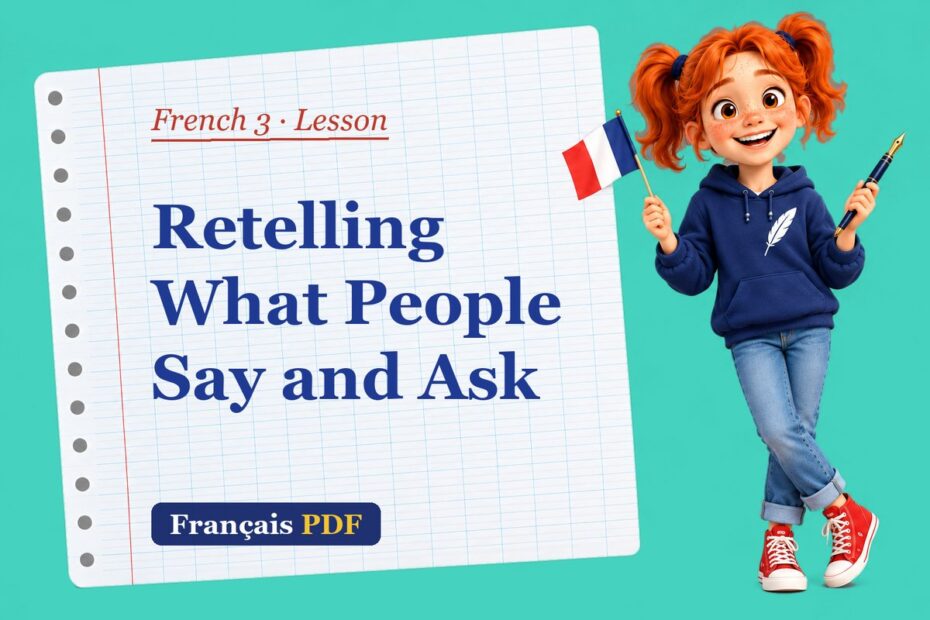 Retelling What People Say and Ask – French 3 lesson with Zoé, the Français PDF coach