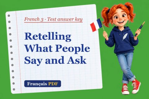 Retelling What People Say and Ask – French 3 test answer key with Zoé, the Français PDF coach