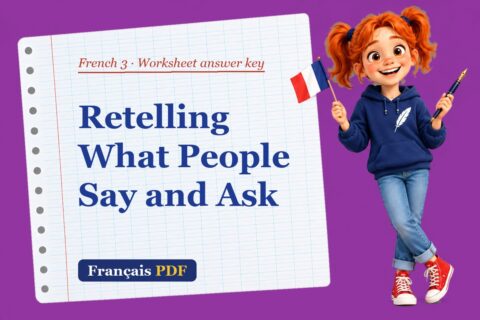 Retelling What People Say and Ask – French 3 worksheet answer key with Zoé, the Français PDF coach