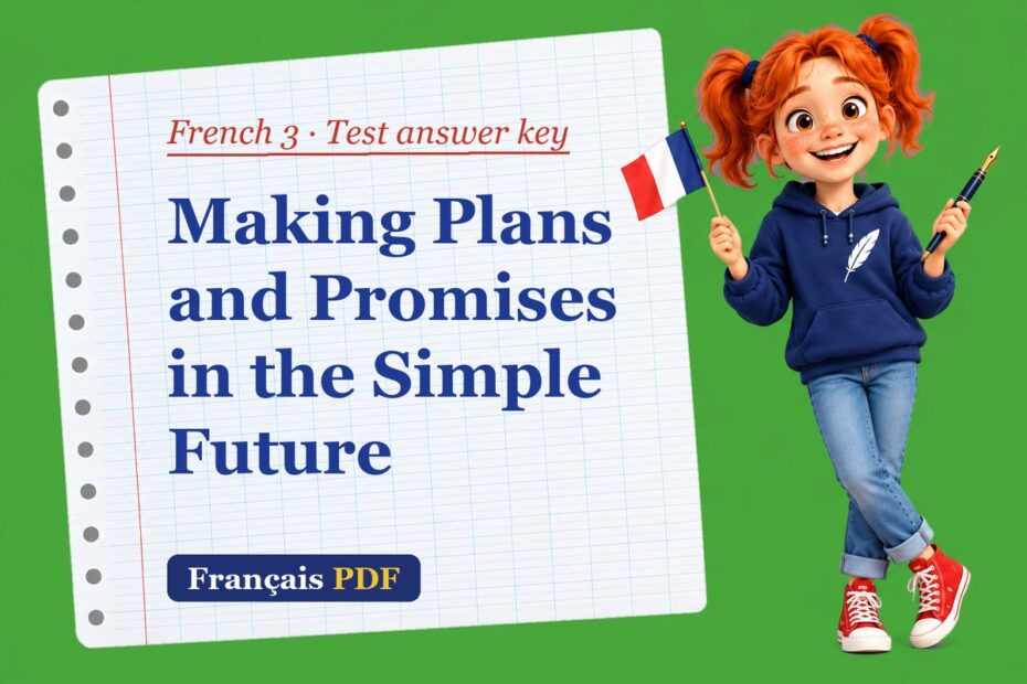 Making Plans and Promises in the Simple Future – French 3 test answer key with Zoé, the Français PDF coach